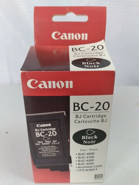 Canon BC-20 Black Ink Cartridge 0895A003 Genuine Expired 2006