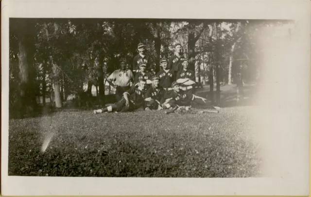 Midway Team Baseball Group Bats Gloves Uniforms RPPC Real Photo Postcard A36