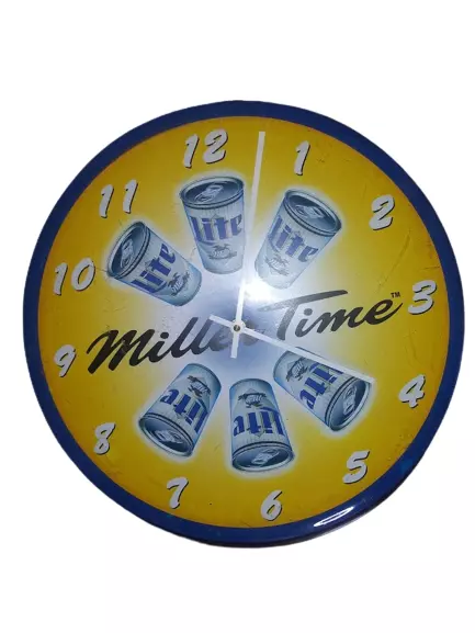 VTG 1998 Miller Time Beer Advertising Promo Clock 90s man cave bar DOES NOT WORK