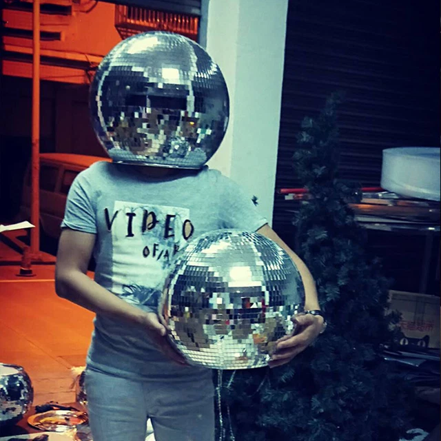 Testa riflettente uomo specchio. grande testa performance 40 cm dj club notte rave