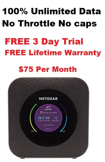 AT&T UNLIMITED DATA Netgear M1 MR1100 4G LTE RV's Internet Home $75/Month