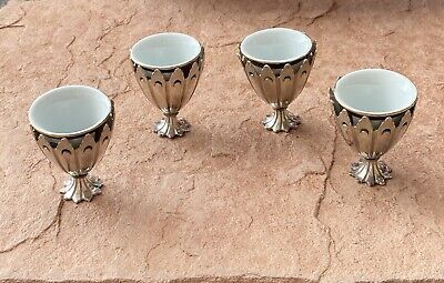 Antique Fine Pure Silver Ottoman Turkish Cup Set Zarf Tugra Better Than Sterling
