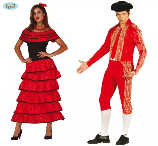 Carnevale Halloween Vestito Costume Torero Spagnola Flamenco Cosplay Uomo Donna