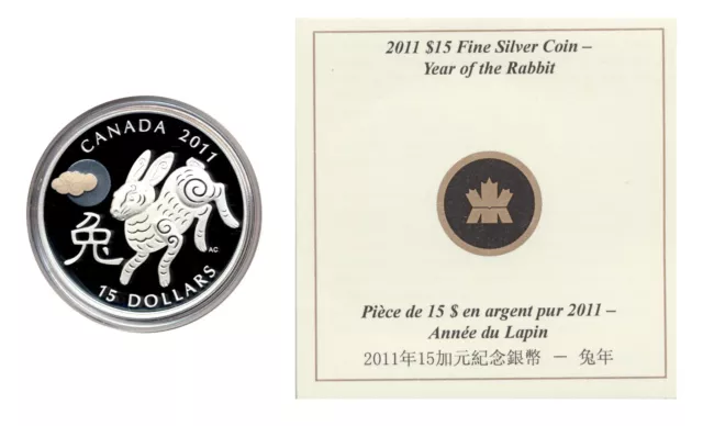 Canada 2011 15$ Proof Year of the Rabbit Lunar Fine Silver Coin