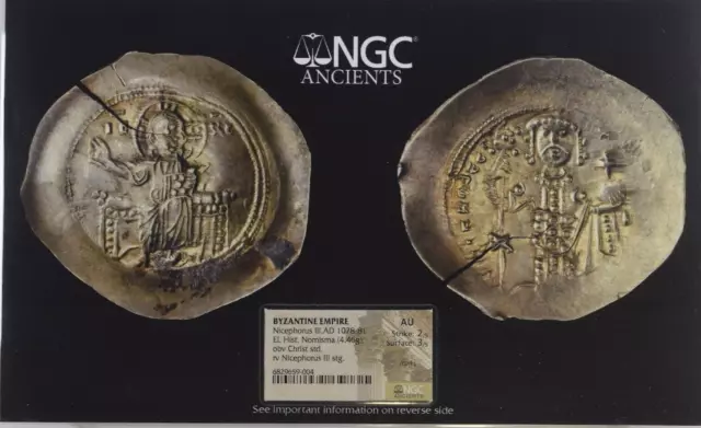 Nicephorus III, AD 1078-81 BYZANTINE EMPIRE EL Hist Nomisma Graded NGC AU Marks