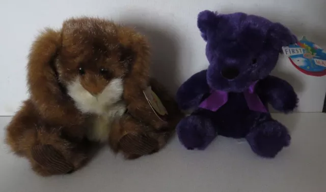 FIRST & MAIN Bunny Rabbit "Rare Hare" & "Rainbow BEAR" Plush