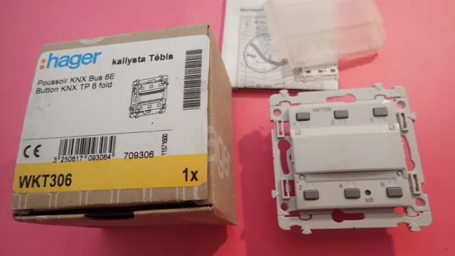 HAGER WKT306 - Bouton Poussoir 6 entrées Kallysta KNX TEBIS Version FILAIRE