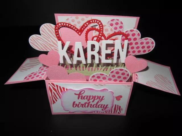 Handmade  3D Mother's Day/Birthday Card in a box -Linked Hearts, PERSONALISED