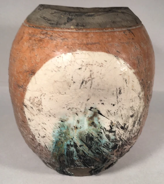 Vintage Drip Glazed Vase Raku Style Studio Art Pottery 4.75" Artist Signed