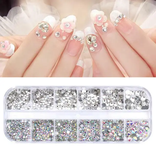 Strass Cristal Diamant 12 Dimensions Manucure Faux Ongles Nail Art Vendeur FR