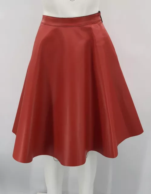 MSGM Orange Faux Leather Knee Length A-Line Skirt sz 40