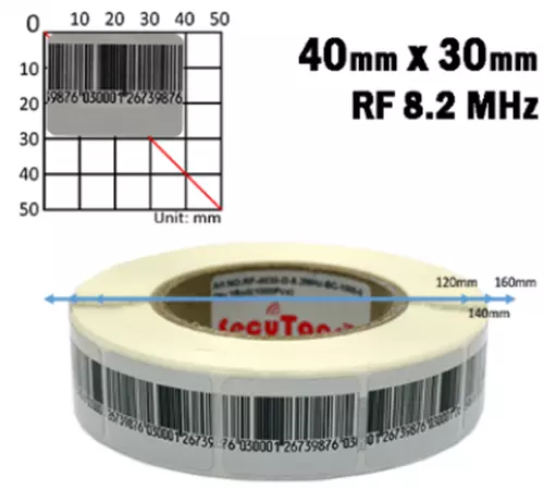 CHECKPOINT EAS ANTI-THEFT SECURITY SOFT LABEL TAG 1000PCS 8.2 MHZ 40mmx30mm