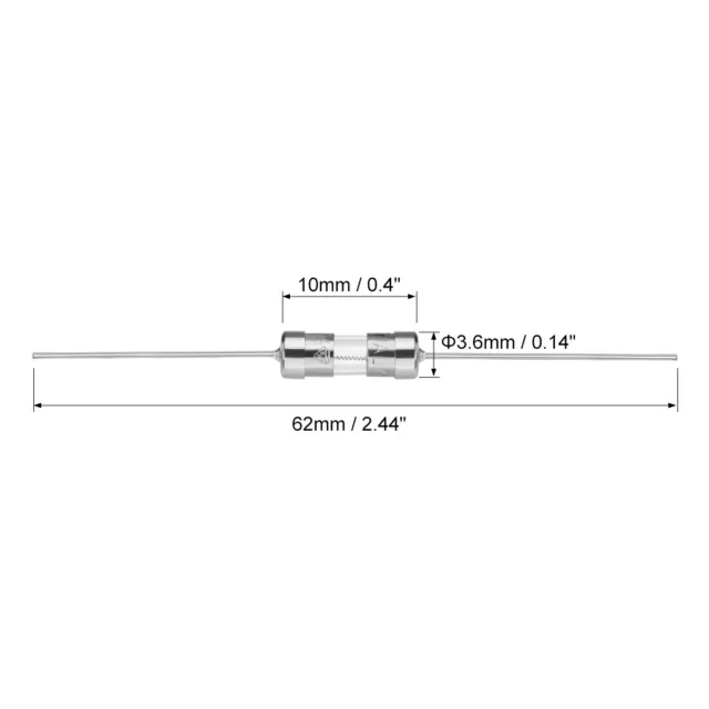 Coup Fusible Temps Retard Axial Fil Verre Fusibles 3.6mm x 10mm 250V T1A 10Pcs 2