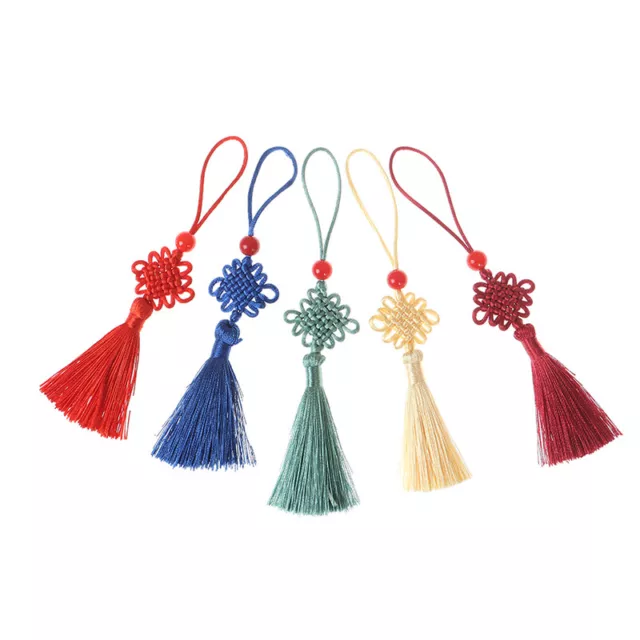 5Pc Red Bead Mini Chinese Knot Tassel DIY Jewelry Accessories Home Decor Pen_bf