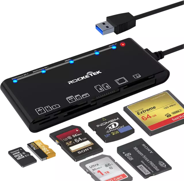 Lettore Di Schede USB 3.0 Di Memoria 7 in 1 , Ad Alta Velocità Cf/Sd/Tf/Xd/Ms/Mi 2