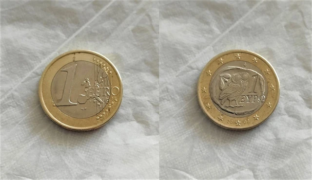 RARE PIÈCE DE 1 euro GRECE avec "S" dans l'étoile du bas (Finlande