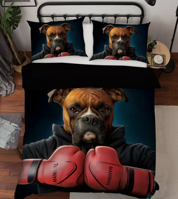3D Boxer Pet Dog Boxing Club N557 Bed Pillowcases Quilt Cover Duvet Vincent Amy