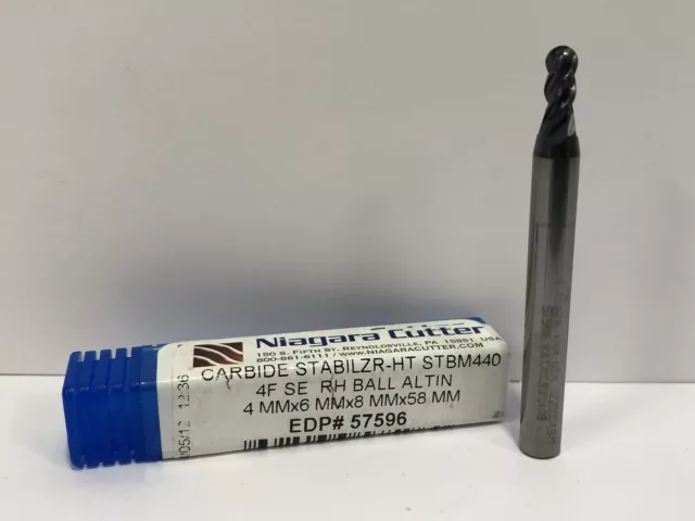 NIAGARA CUTTER Solid Carbide Ball Endmill 4mm Dia. 4FL EDP 57596 1pc NEW