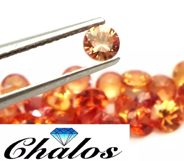 1x Saphir / Sapphire -  Rund Orangerot / Padparadscha facettiert 4,0mm  (2552B)