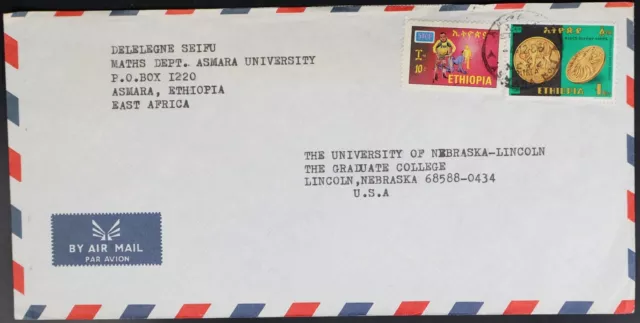 MayfairStamps Ethiopia 1980s Asmara University to Lincoln NE Air Mail Cover aaj_