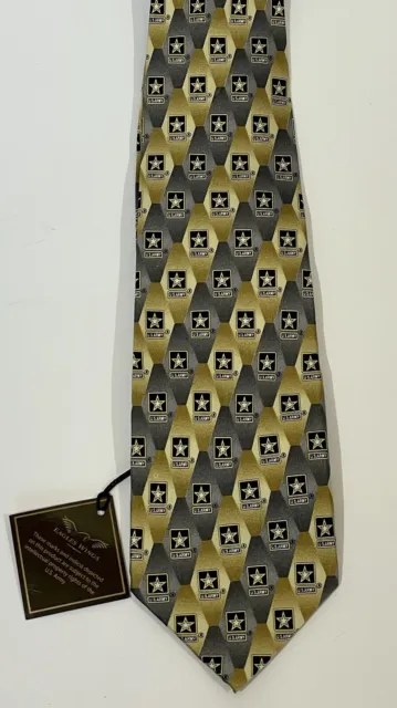 NWT U.S. Army Officially Licensed Eagles Wings Silk Neck Tie Silver & Gold Logo