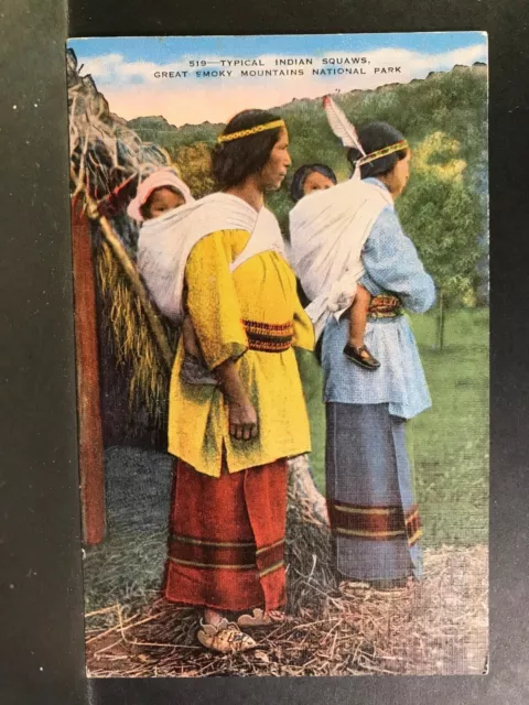 Postcard Cherokee Indian Squaws Great Smokey Mountains National Park