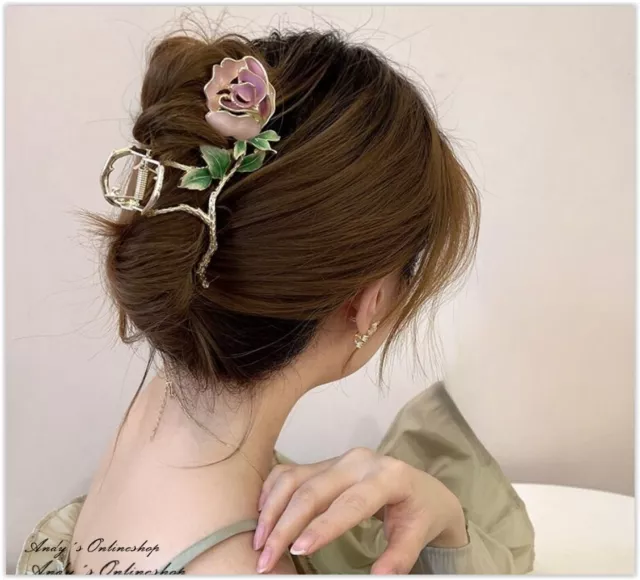 Rose Blume Haarklammer Haarspange Haarstyling Haarclips Perlen für Damen Frau 3