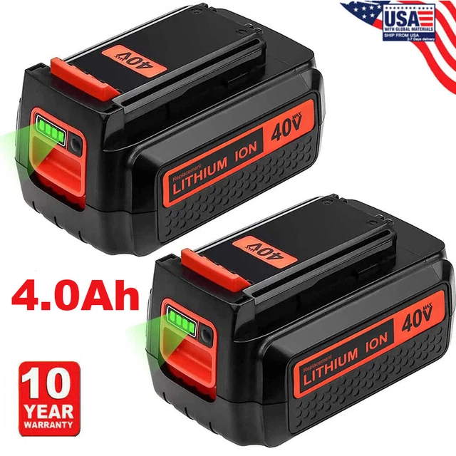 2PCS 4.0Ah 40V Lithium Battery for Black+Decker 40 Volt Max LBX2040 LBXR36 LSW36