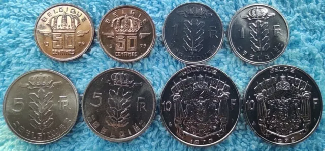 BELGIQUE Série de 8 valeurs 1979 (de 50 centimes à 10 francs) (SC/UNC)