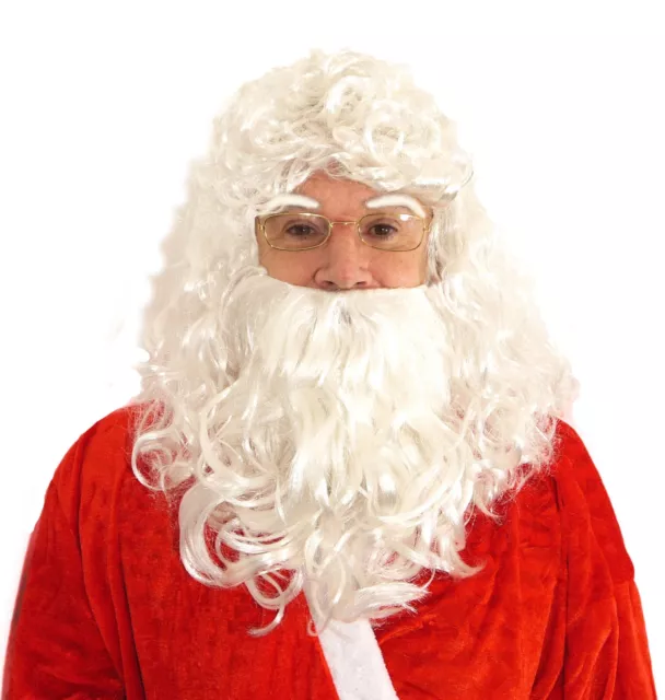 Santa Claus Wig Beard & Eyebrows Set Father Christmas Accessory Fancy Dress Xmas