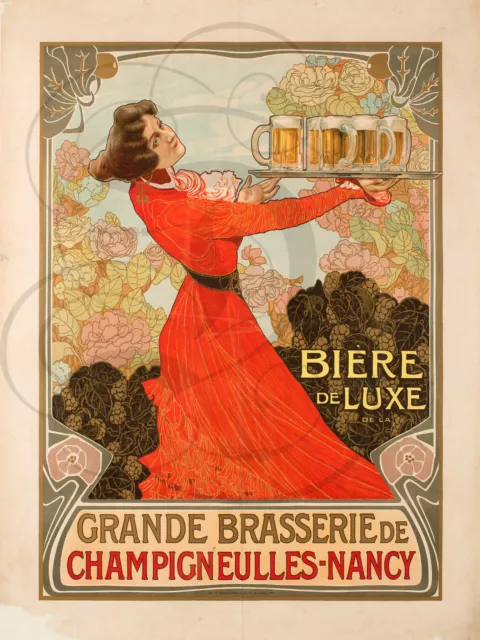 Repro Affiche Ancienne Brasserie Champigneulles Nancy Biere Luxe Boisson Beer