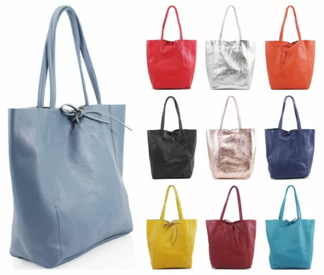 Ladies Soft Italian Real Leather Shopper Tote Bag Women Girls Shoulder Bag