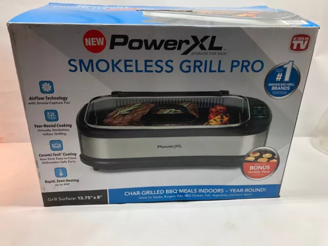 POWER XL SMOKELESS GRILL PRO PG - 1500FDR GRIDDLE PLATE Tested and Working