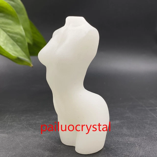 3" Natural White Jade Women Naked Quartz Crystal Skull Carved Goddess Reiki 1pc