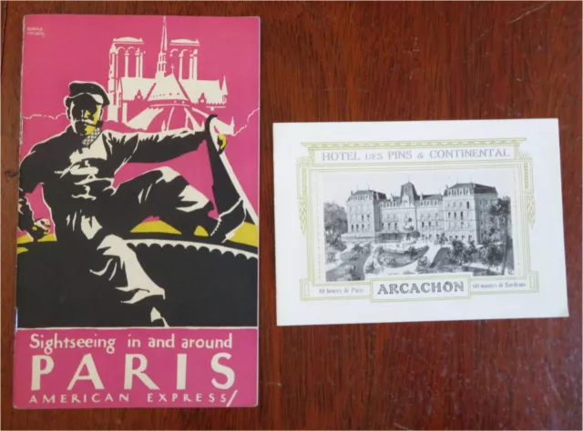 Paris Tourist Brochure w/ city plan map 1920's travel guide vintage advertising