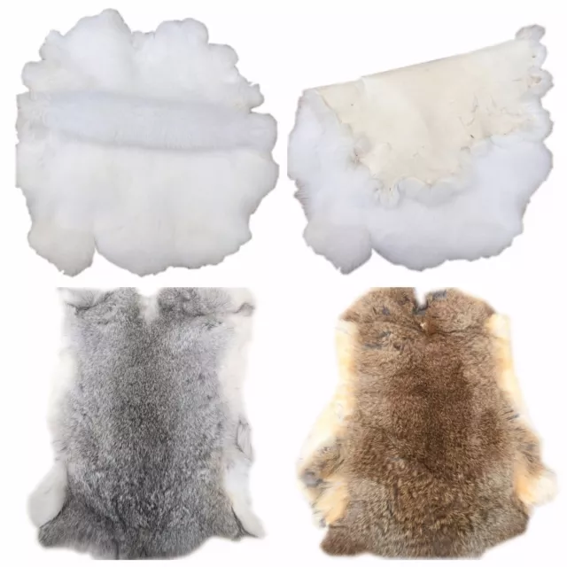 Real Rabbit Fur Blanket Rugr Pelt Throw Fur Blanket Carpet Cosy Suitable Craft