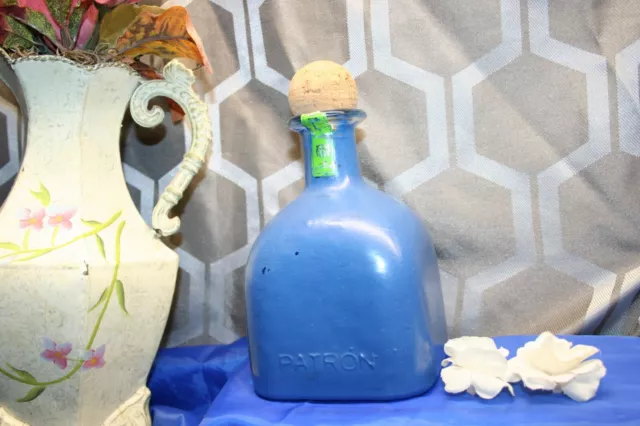 VTG Patron Tequila Empty Collectibl Display Glass Blue Liquor Bottle decor Sale*