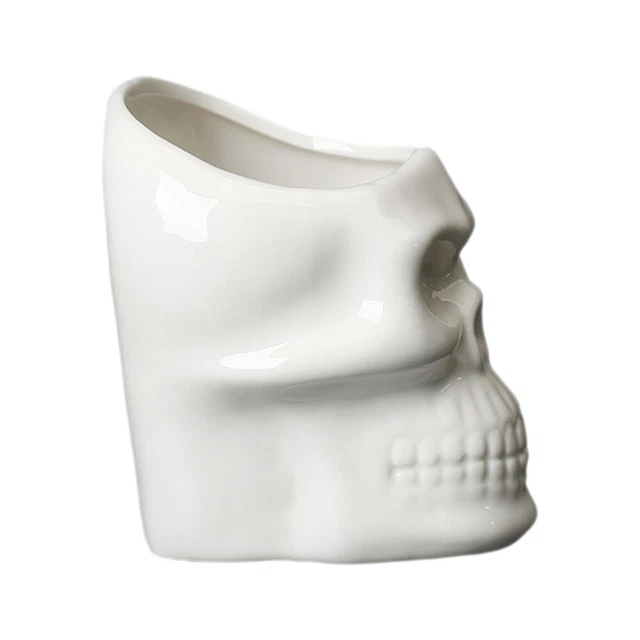 Vase Crâne Tête De Mort - Déco Halloween Ou Jardin, En PLA Blanc, Marque 3D In France