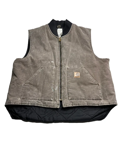 Vintage Carhartt Union Made Vest Men’s XL Full Zip Quilt Lined Distressed V02CHT