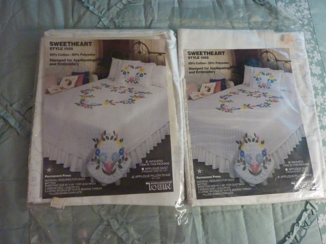 2 De Colección SWEEHEART Aplique Estampado Almohada Simulada Kit Talla Regular No 1505 Tobin