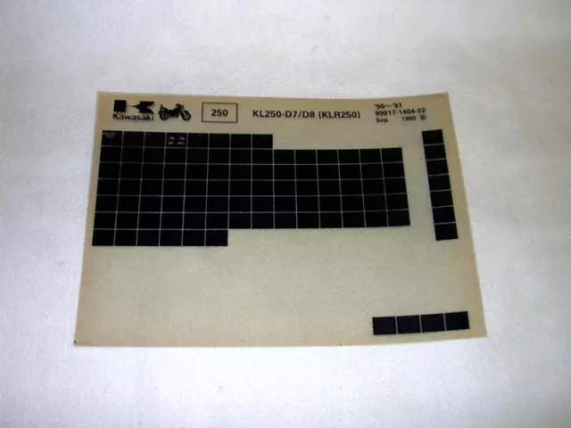 Kawasaki Kl250 Kl 250 D7/D8  (Klr250) Gen Part Catalogue Microfiche