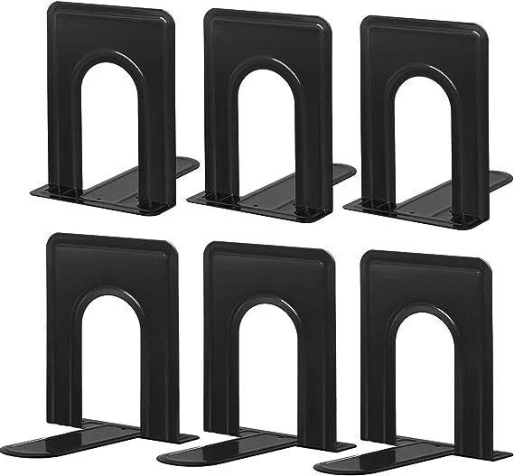 Metal Library Bookends Book Support Organizer Bookends Shelves Office 6 Piece