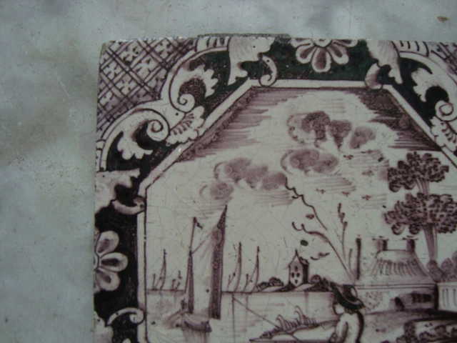 rare18th century delft dutch delftware tile fisherman ,fishing sport 3