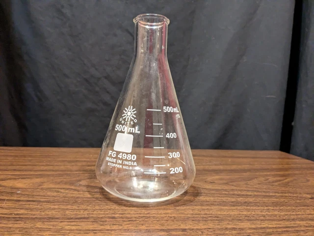 United Scientific Glass Graduated Erlenmeyer Flask FG4980-500, 500mL