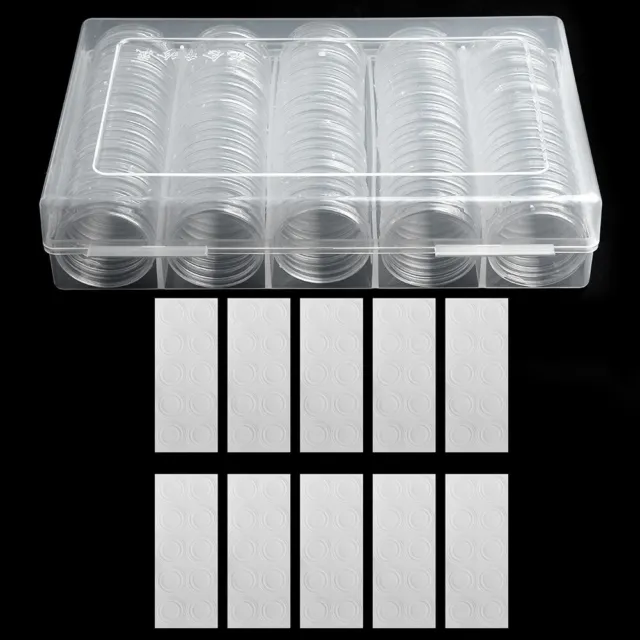 100pcs/box Gasket Pads Coin Capsule Protect Case Holder Storage Box (17-30mm)