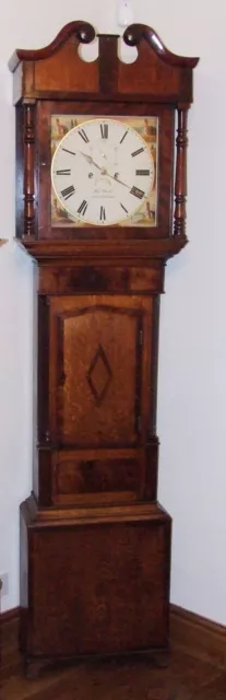 Antique Oak & Mahogany Inlaid Grandfather Longcase Clock : WOOD KNUTSFORD