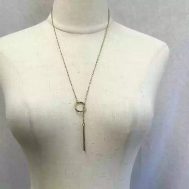 bp lariat loop and bar gold tone choker or pendant necklace 3