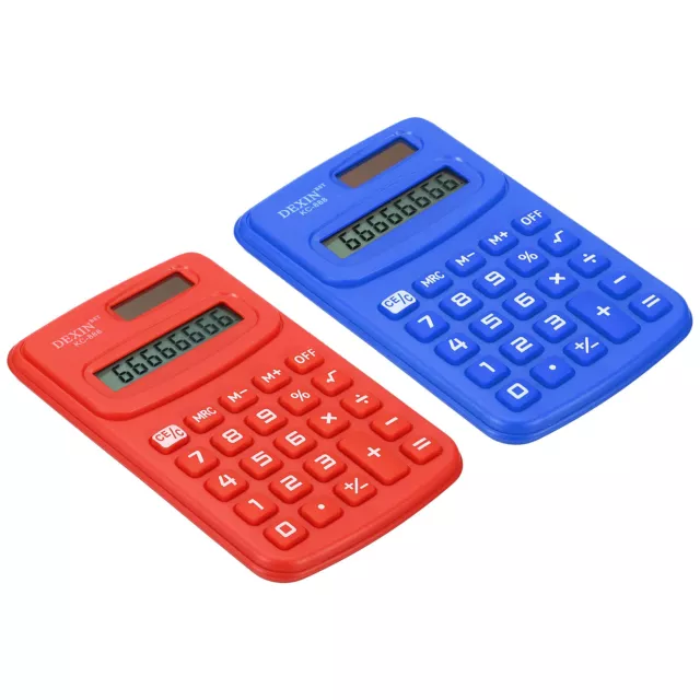 1Set Pocket Size Mini Calculator 8 Digit Power Calculator Red/Blue