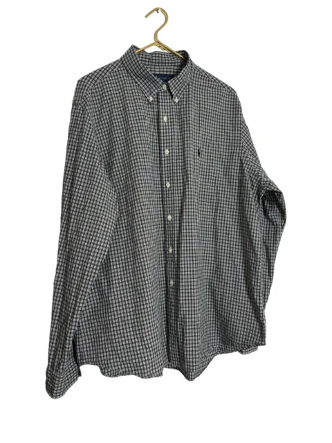 Ralph Lauren Shirt Mens Button Down Long Sleeve Black Plaid XXL