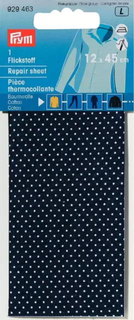 Flickstoff CO (bügeln) 12 x 45 cm blau/weiß gepunktet, Packung mit 0,054m², 9294